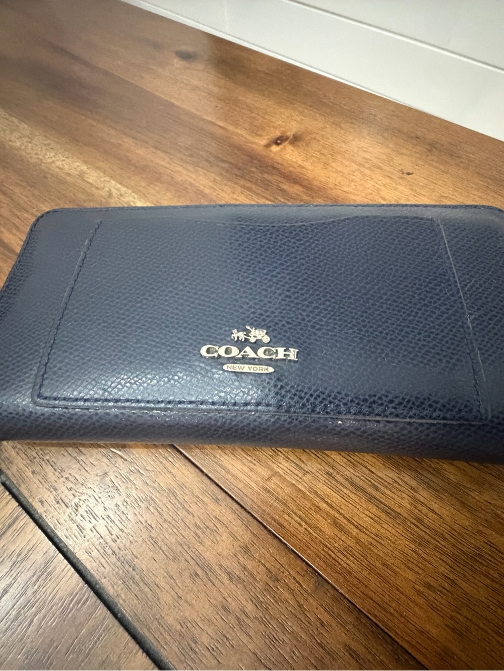 Coach Navy Pebbled Leather Zip Wallet with Exterior Card Pocket - Picture 5 of 5